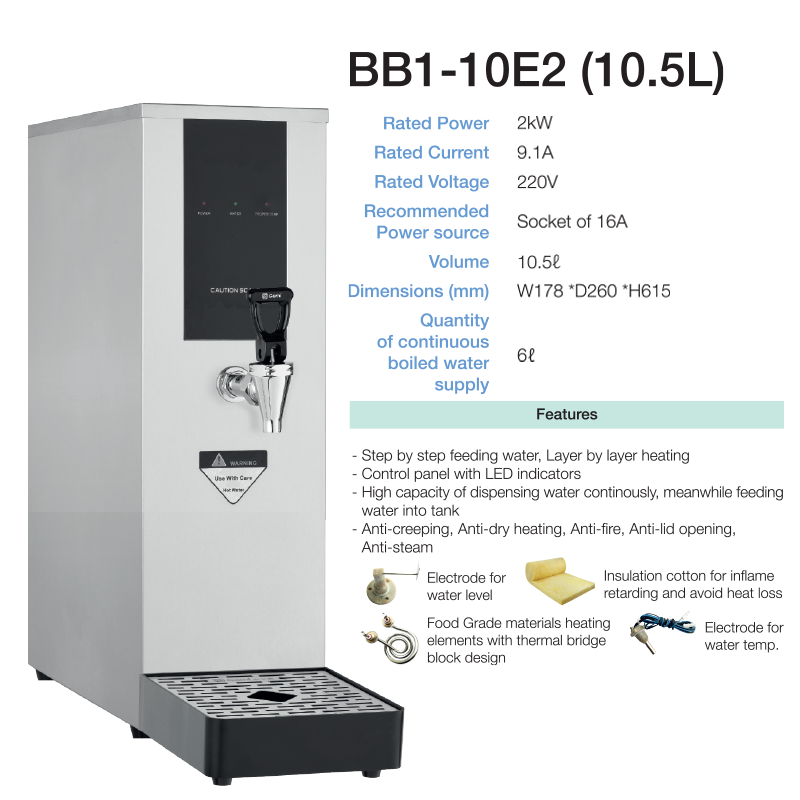 BB1-10E2 (10.5L) Stainless Steel Water Boiler
